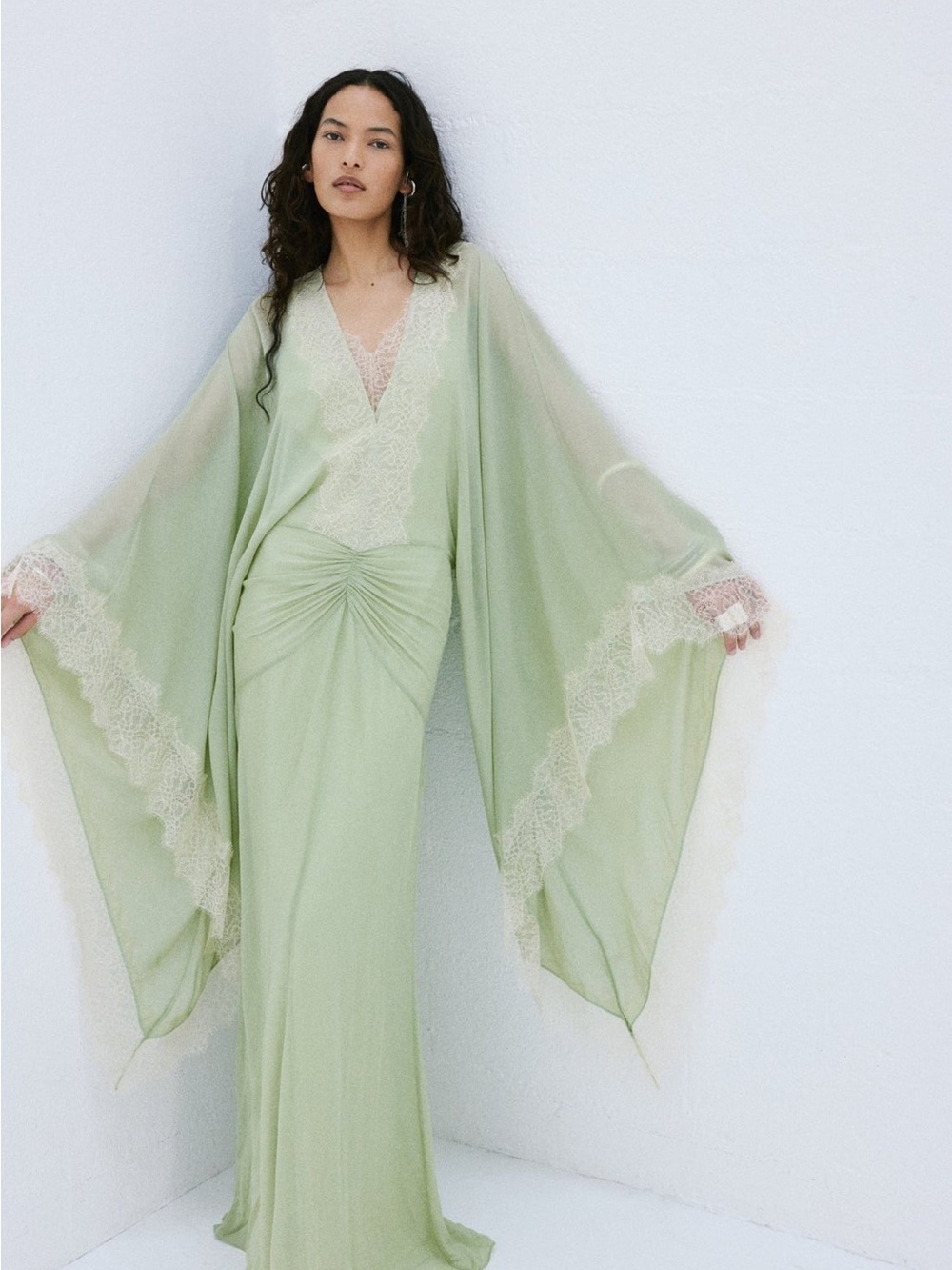 De La Vali - EVITA MAXI DRESS IN MINT GREEN VISCOSE GEORGETTE